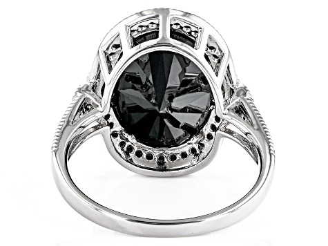 Black Spinel Rhodium Over Sterling Silver Ring 4.47ctw - DOK2355
