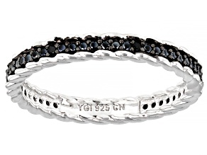 Black Spinel Rhodium Over Sterling Silver Band Ring 0.32ctw