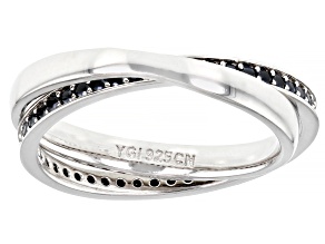 Black Spinel Rhodium Over Sterling Silver Band Ring 0.52ctw