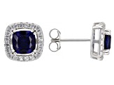 Blue Lab Created Sapphire Rhodium Over Sterling Silver Pendant And Earrings Set 6.05ctw
