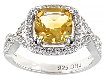 Picture of Yellow Citrine Rhodium Over Sterling Silver Ring 2.45ctw