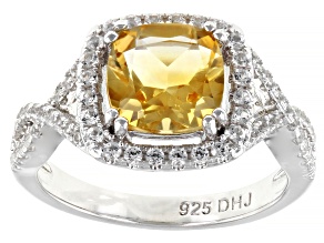 Yellow Citrine Rhodium Over Sterling Silver Ring 2.45ctw