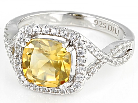 Yellow Citrine Rhodium Over Sterling Silver Ring 2.45ctw