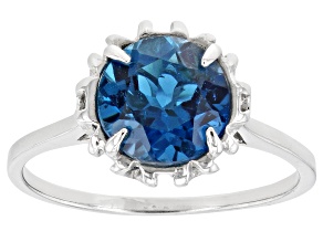 London Blue Topaz Rhodium Over Sterling Silver Solitaire Ring 2.15ct