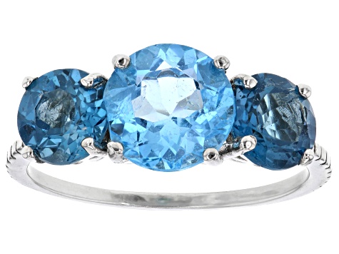 Sky Blue Topaz Rhodium Over Sterling Silver Ring 2.80ctw