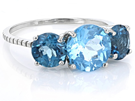 Sky Blue Topaz Rhodium Over Sterling Silver Ring 2.80ctw