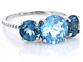 Sky Blue Topaz Rhodium Over Sterling Silver Ring 2.80ctw
