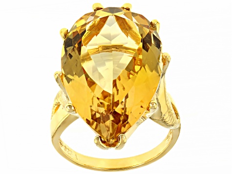 Citrine 18k Yellow Gold Over Sterling Silver Ring  20.00ctw