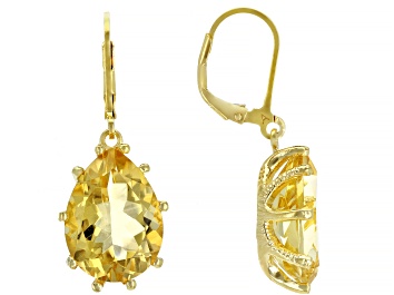 Picture of Citrine 18k Yellow Gold Over Sterling Silver Dangle Earrings 14.00ctw