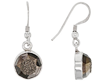 Picture of Silver Drusy Quartz Sterling Silver Dangle Earrings