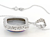 Multicolor Drusy Quartz Sterling Silver Pendant With Chain