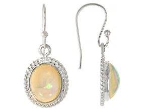 Multicolor Ethiopian Opal Sterling Silver Dangle Earrings 3.40ctw