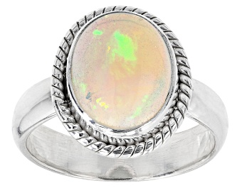 Picture of White Ethiopian Opal Sterling Silver Solitaire Ring 2.00ct