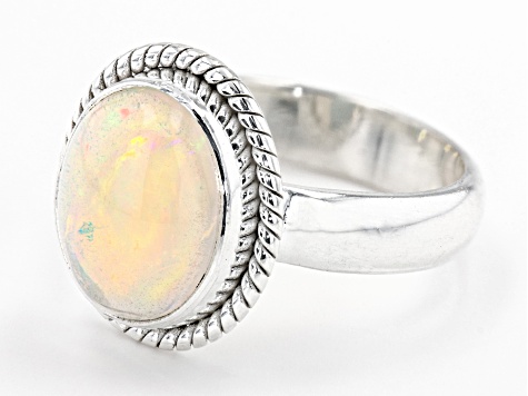 Multicolor Ethiopian Opal Sterling Silver Solitaire Ring 2.00ct