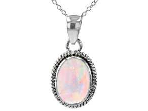 Multicolor Ethiopian Opal Sterling Silver Solitaire Pendant With Chain 2.40ct