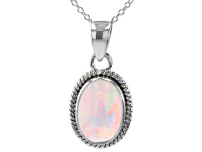 White Ethiopian Opal Sterling Silver Solitaire Pendant With Chain 2.40ct