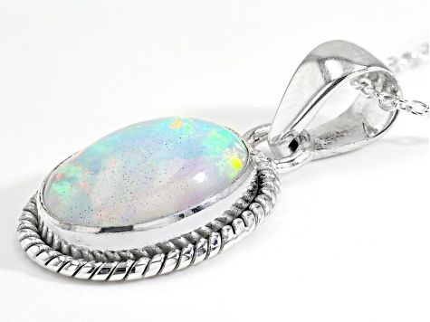 Multicolor Ethiopian Opal Sterling Silver Solitaire Pendant With Chain 2.40ct