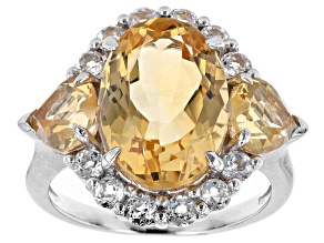 Yellow Citrine Sterling Silver Ring 6.20ctw