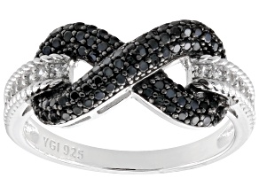 Black Spinel Rhodium Over Sterling Silver "Infinity" Ring 0.61ctw