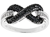 Black Spinel Rhodium Over Sterling Silver "Infinity" Ring 0.61ctw