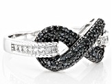 Black Spinel Rhodium Over Sterling Silver "Infinity" Ring 0.61ctw