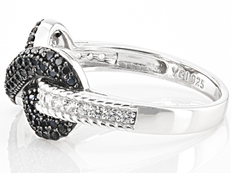 Black Spinel Rhodium Over Sterling Silver "Infinity" Ring 0.61ctw