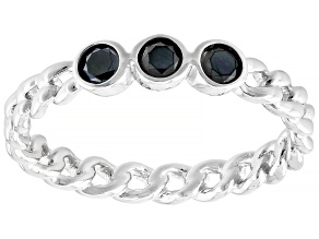 Black Spinel Rhodium Over Sterling Silver Band Ring 0.26ctw