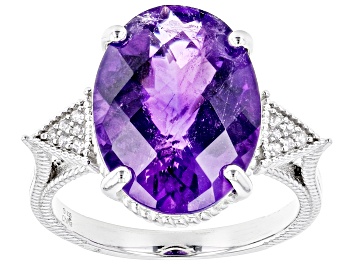 Picture of Purple Amethyst Rhodium Over Sterling Silver Ring