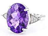 Purple Amethyst Rhodium Over Sterling Silver Ring