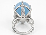 Blue Aquamarine Rhodium Over Sterling Silver Ring 0.60ctw