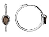 Golden Sheen Sapphire With White Zircon Platinum Over Sterling Silver Hoop Earrings 4.89ctw