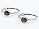 Golden Sheen Sapphire With White Zircon Platinum Over Sterling Silver Hoop Earrings 4.89ctw