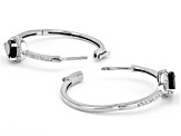 Golden Sheen Sapphire With White Zircon Platinum Over Sterling Silver Hoop Earrings 4.89ctw