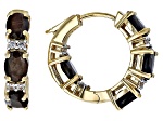 Brown Golden Sheen Sapphire 18k Yellow Gold Over Sterling Silver Hoop Earrings 6.97ctw