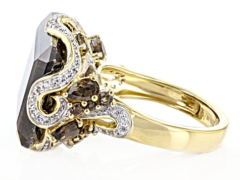 Brown Golden Sheen Sapphire 18k Yellow Gold Over Sterling Silver Ring 26.00ctw