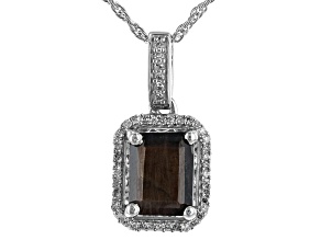 Brown Golden Sheen Sapphire Platinum Over Sterling Silver Pendant With Chain 2.73ctw