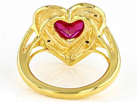 Red Lab Created Ruby 14k Yellow Gold Over Sterling Silver Ring 2.11ctw