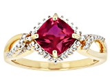 Red Lab Created Ruby 14k Yellow Gold Over Sterling Silver Ring 1.70ct