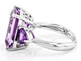 Purple Amethyst Rhodium Over Sterling Silver Ring 9.60ctw
