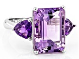 Purple Amethyst Rhodium Over Sterling Silver Ring 9.60ctw