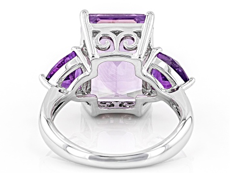 Purple Amethyst Rhodium Over Sterling Silver Ring 9.60ctw