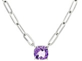 Purple Brazilian Amethyst Rhodium Over Sterling Silver Necklace 1.10ct