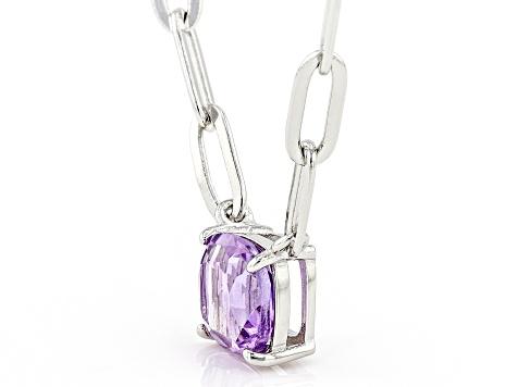 Purple Amethyst Rhodium Over Sterling Silver Necklace 1.10ct