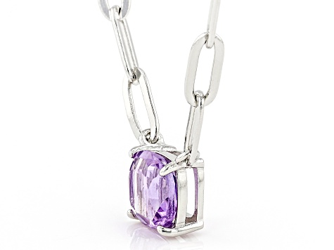 Purple Brazilian Amethyst Rhodium Over Sterling Silver Necklace 1.10ct