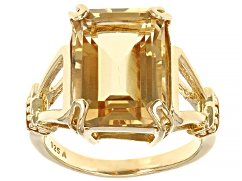 Picture of Yellow Citrine 18k Yellow Gold Over Sterling Silver Ring 6.40ct