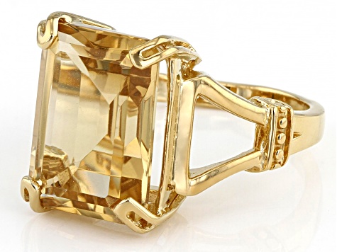 Yellow Citrine 18k Yellow Gold Over Sterling Silver Ring 6.40ct