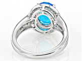 Blue Opal Rhodium Over Sterling Silver Ring 1.35ctw