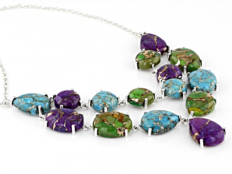 Multi-color Turquoise Sterling Silver Necklace