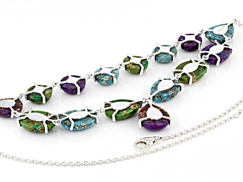 Multi-color Turquoise Sterling Silver Necklace