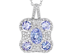 Blue Tanzanite Rhodium Over Sterling Silver Pendant With Chain 2.70ctw